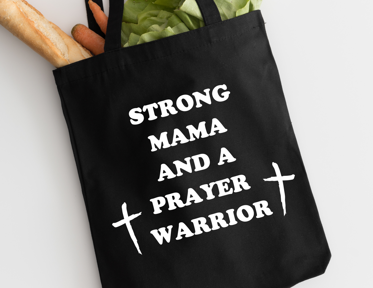 Strong Mama & Prayer Warrior Canvas Tote Bag